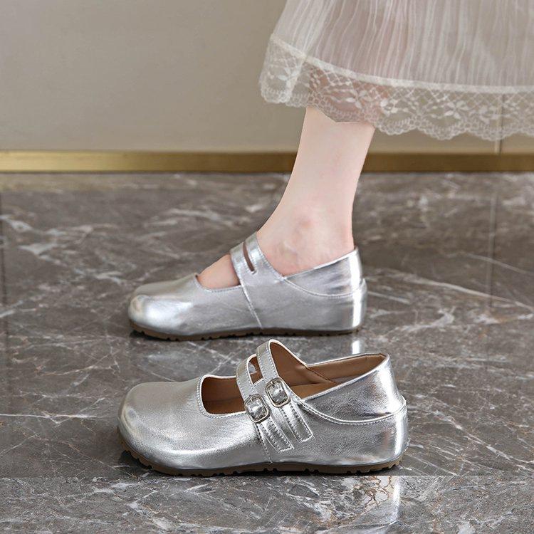 Fashion Evening Temperament Mary Jane Shoes Women's 2025 Autumn New Flat-soled Small Leather Shoes Can Be Stepped On Two Single Shoes