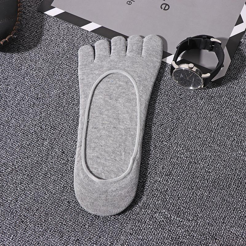 Summer Cotton Five Finger Socks For Men Anti-slip Silicone Invisiable Boat Socks Business Five Toed Socks Breathable Short Socks