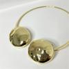 Exaggerated Personality Metal Glossy Pleated Discus Shaped Double Head Collar Chic Cool Style Necklace For Women