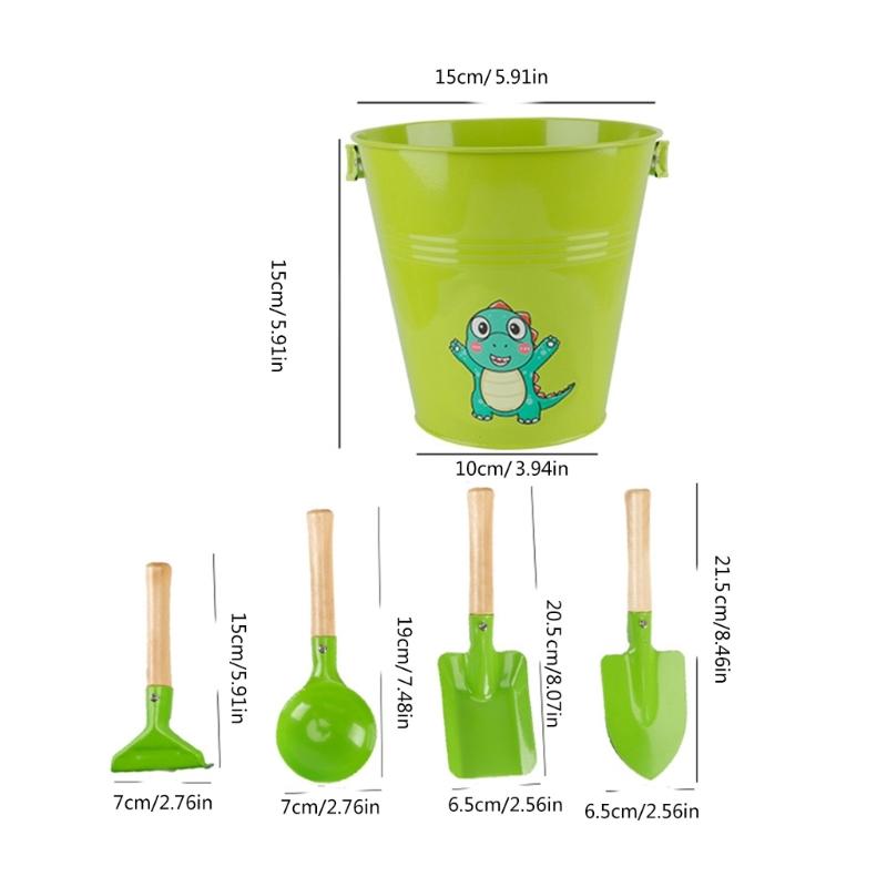 Beach Sand Toy for Toddlers Sand Bucket Playset Sand Shovel Rake Toy Kids Birthday Gift Gardening Planting Sand Toy 5PCS