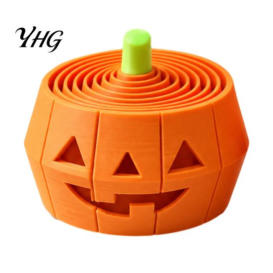 Small Pumpkin Collectible Halloween Stress Toy, Retractable Spiral Fidget Sensory Toy for Portable Anxiety Relief Kids Adults, 3D Printed Desktop
