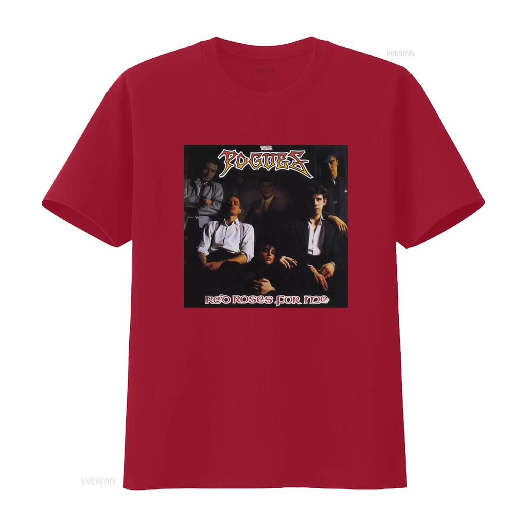Vintage The Pogues Red Roses For Me Black T Shirt Retro Band Vintage Washed Designer Clothes Unisex Slightly Versatile