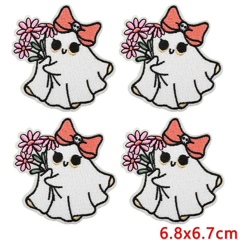 10pcs Lots Horrible Pumpkin Head Iron On Embroidered Patches For Clothes Jackets Hats Sew Cartoon Ghost On Stickers Badges 