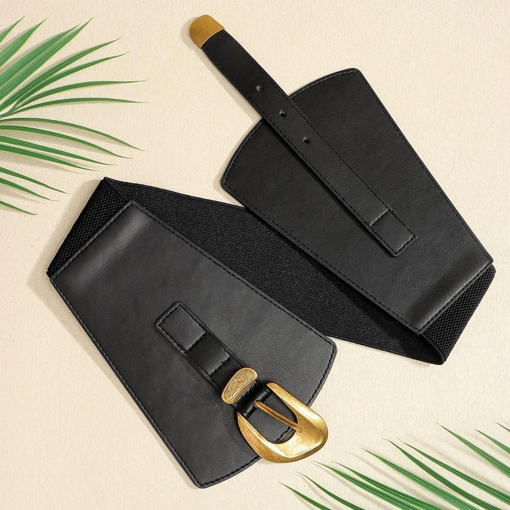 Solid Color Wide Cummerbunds Elastic Wide Belt Waist Corset Western Cowboy Belt  Outfits