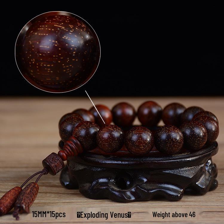 Venus Old Material Small-Leaf Red Sandalwood Prayer Beads Chain - High Oil Density, Unisex, New Chinese Style Decoration Gift