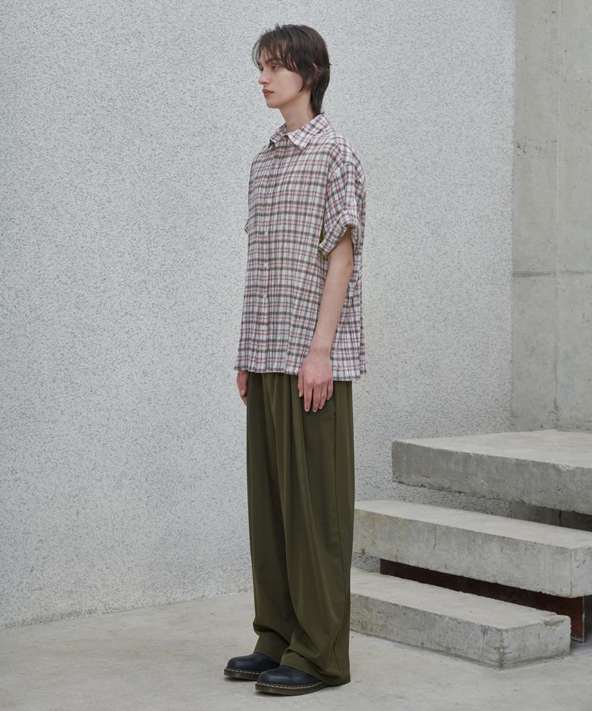 Good Life Works Double-Pleat Wide Nylon Pants Khaki