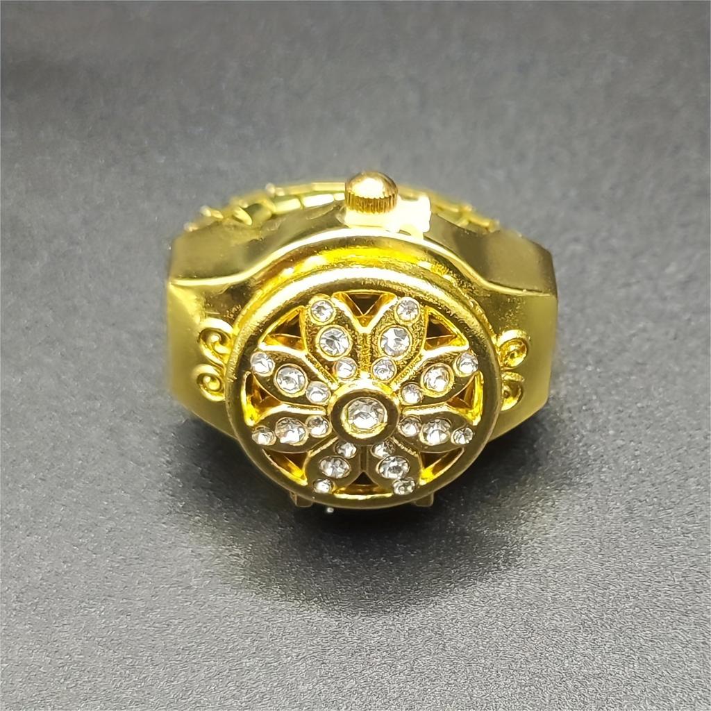 Orologio ad anello full diamond alla moda e minimalista, orologio da dito, custodia a libro full sky star, orologio ad anello con tempo regolabile