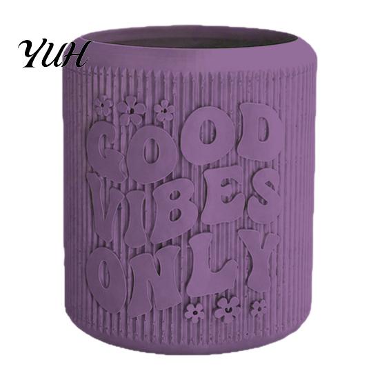 3D Embossed Plastic Plant Container Printed Planter, Small Good Vibes Only Flower Pot, Lightweight Planters for Home Cute Cactus Desktop Office Decor