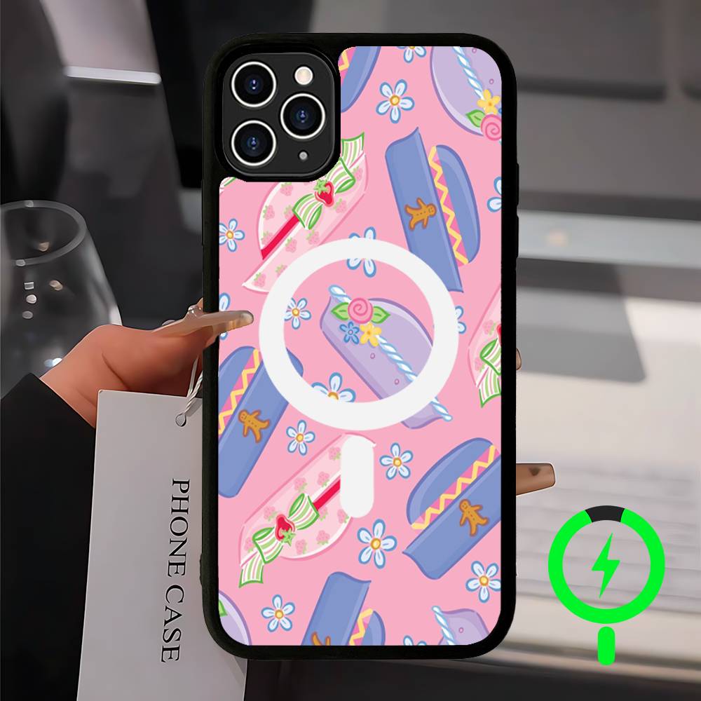 

S-Strawberry-shortcake Girl Magnetic Wireless Phone Case For IPhone 17 16 15 14 13 12 11 Pro Max For Magsafe Cover iPhone 14pro max