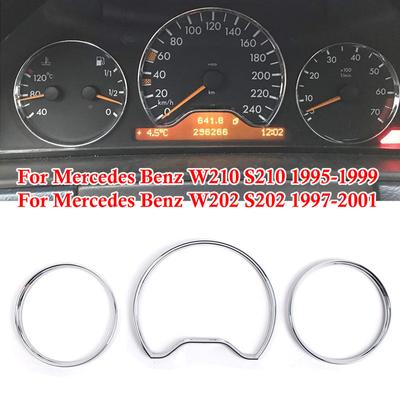 3 τεμάχια/Σετ δαχτυλιδιού μετρητή ταμπλό Chrome για Mercedes Benz W210/S210 W202/S202 A208/C208