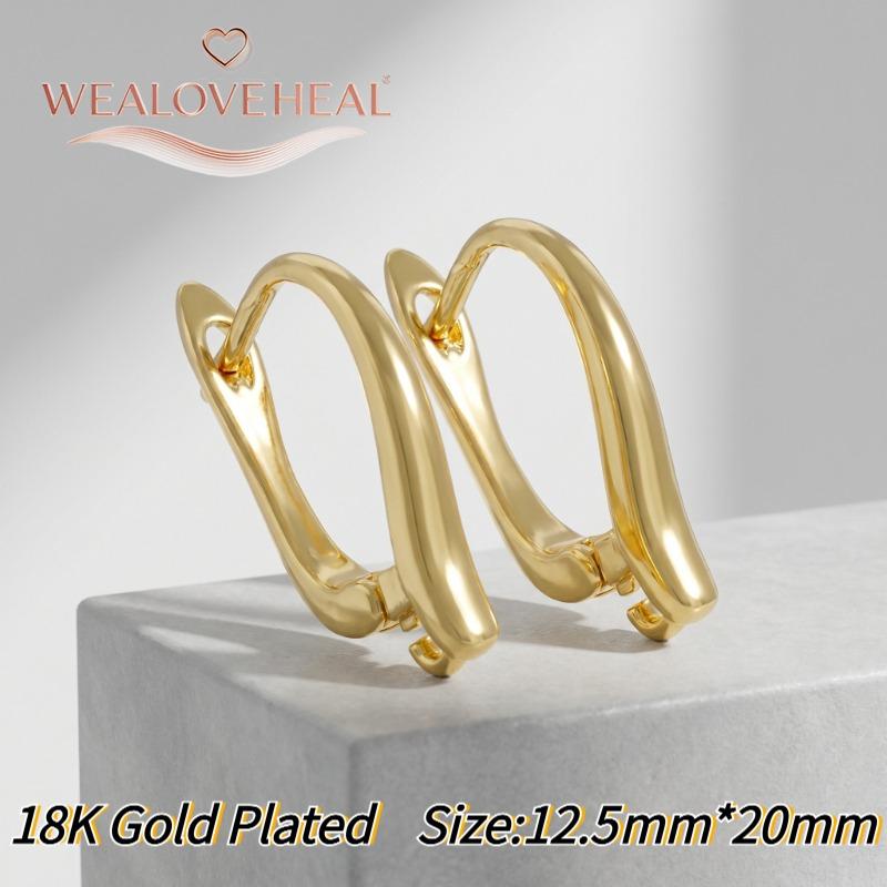 18K Gold Plated Brass CZ Paved Leverback Earring Hooks With Open Loop Sparkly Zircon DIY Jewelry Findings for Earring Making 1 pair