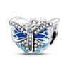 Copper Metal Blue Series Dragonfly Butterfly Bird Pansy Flower Pendant Bead Component Charm Bead Component Compatible With 4MM hole diameter Bracelet