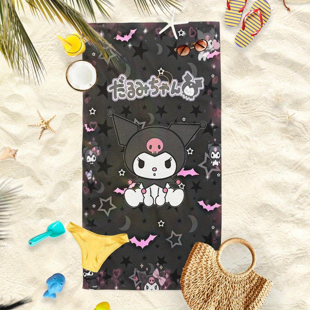 1pc Sanrio Kuromi Beach Towel Polyester - Quick Dry Lightweight Soft Towel for Swimming Travel Camping, Unisex Beach Mat Surfing