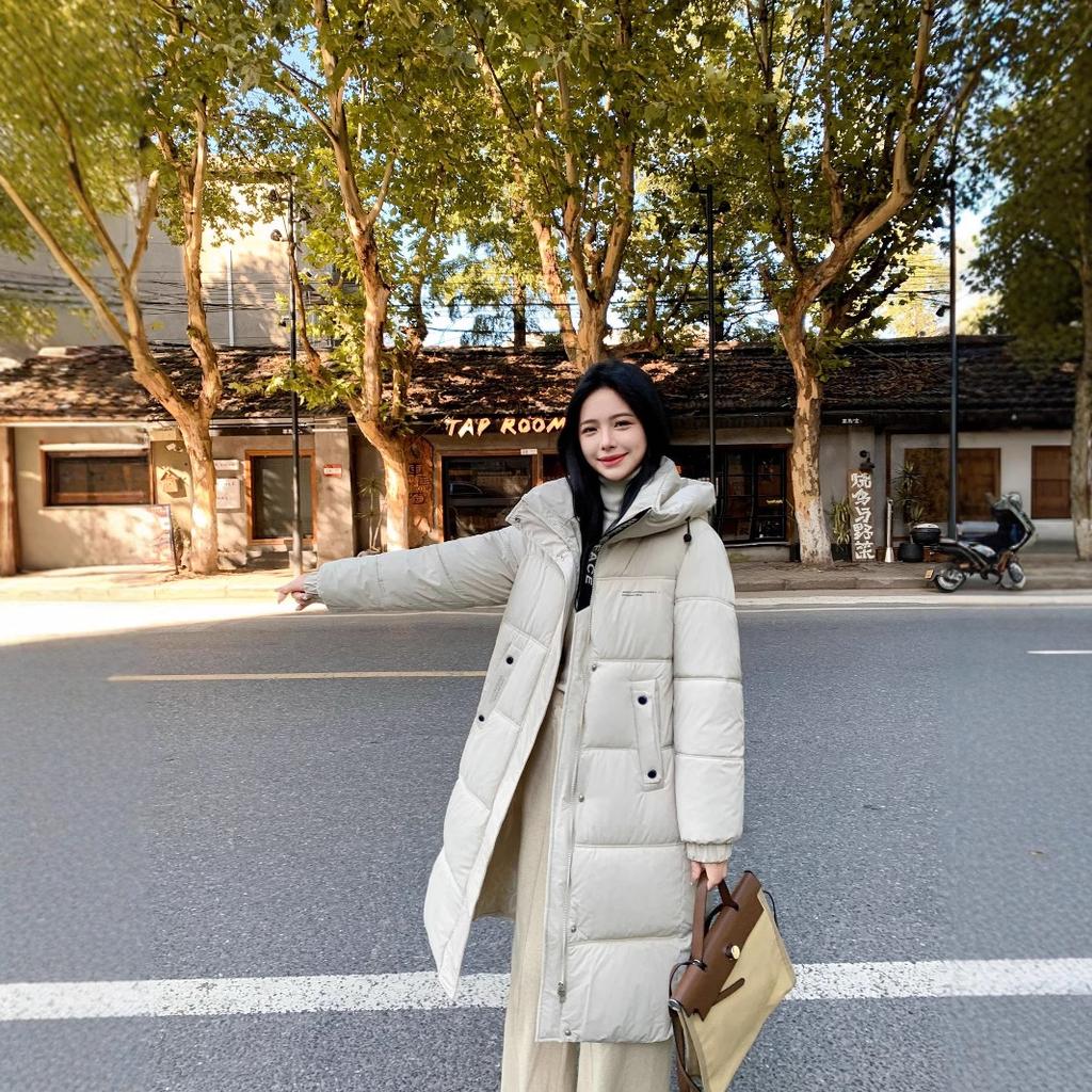 Over the knee hooded down cotton-padded clothes for women's winter new loose cotton-padded clothes jacket thickened warm cotton-padded jacket