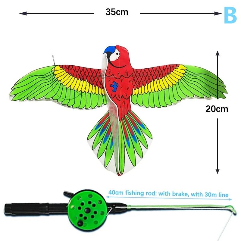 1Set Cartoon Butterfly & Eagle Kite for Kids - 164ft/50m String with Handle - Summer Outdoor Flying Kite Toy for Children