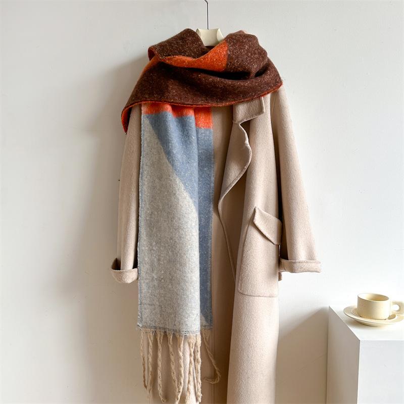Women Autumn Winter Scarf For Female Fashion Tassel Long Neckerchief Men Intensification Warm Shawl Europe America Elegant Wraps