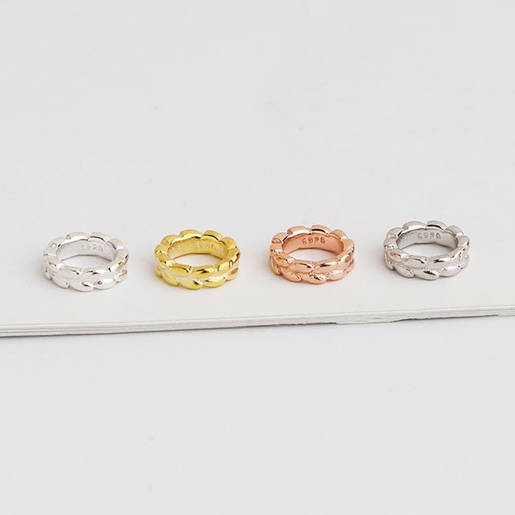 Gold-Plated S925 Sterling Silver Wheat Ear Spacer Beads for DIY Jewelry