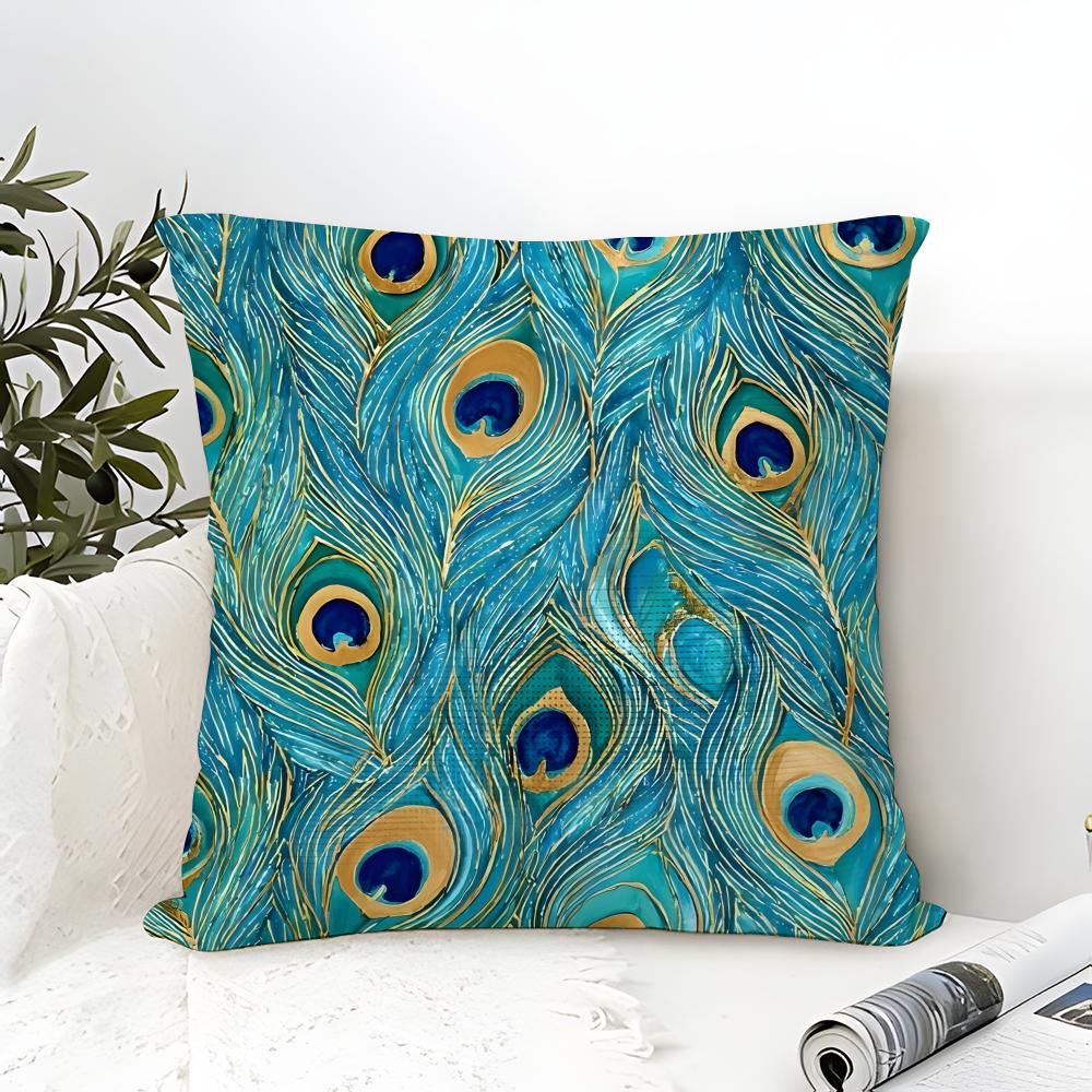 Gorgeous Vintage Peacock Texture Pillow Case linen pillow case sofa home decor cushion cover cushion cove