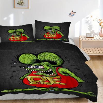 Rat Fink Tattoo Design Bedding Set Comforter Cover Gift for Bedroom,Includes 1 Cover and 2 Pillowcases, No InsertB515