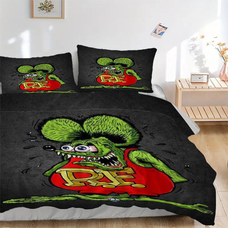 

Постельное белье с дизайном татуировки Rat Fink Покрывало Подарок для спальни, Включает 1 пододеяльник и 2 наволочки, Без наполнителяB515 135x200cm