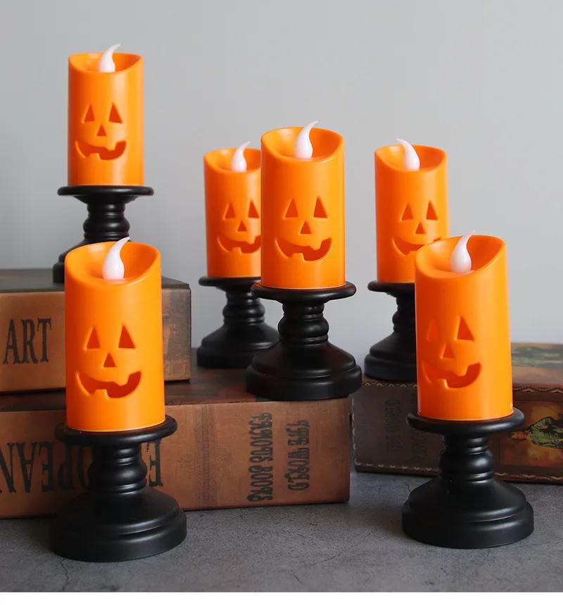 Halloween Ghost Festival Pumpkin Candlelight LED Candlestick Ins Desktop Ornament Scene Atmosphere Arrangement Props Decoration