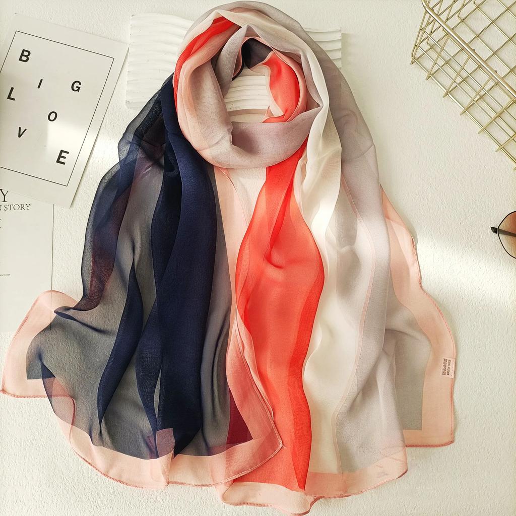 160*50Cm Long Wraps Beach Sunscreen Scarves Silky Georgette Thin Soft Chiffon For Women Gradient Printing Scarf Shawls Hijab