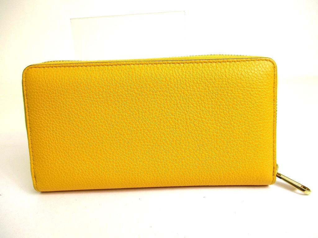 Authentic GUCCI Logo Motif Yellow Leather Round Zip Long Wallet #a835  Refurbished
