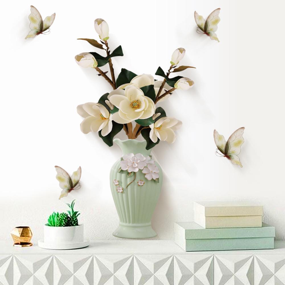 Sweet Room,Bird Fish Flower Vase Wall Sticker Poster Living Room Hallway Background Wall Sticker
