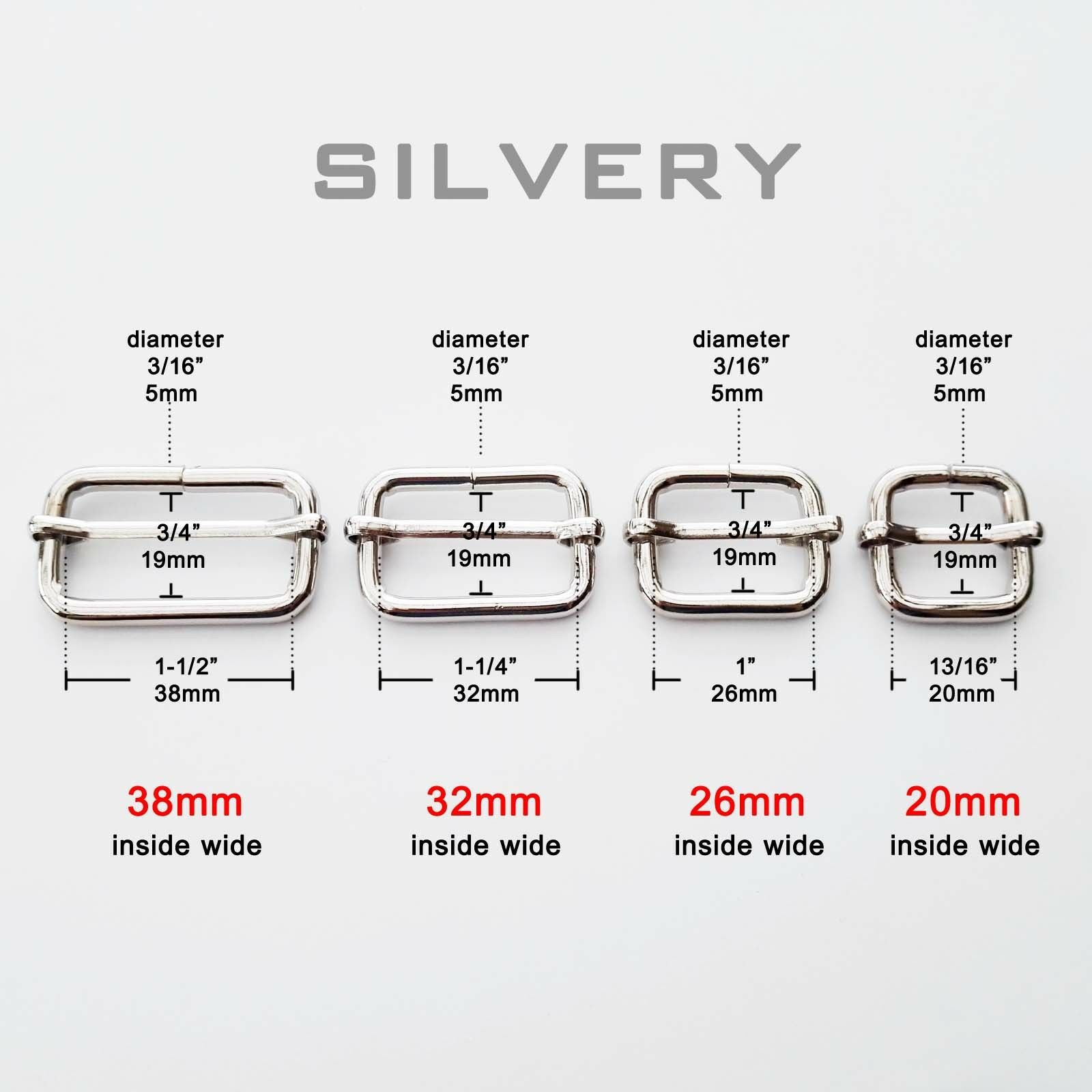 

5 шт. металлическая лямка для сумки с пряжкой, регулятор слайдов, регулируемые квадратные кольцевые пряжки 26X19mm серебряный