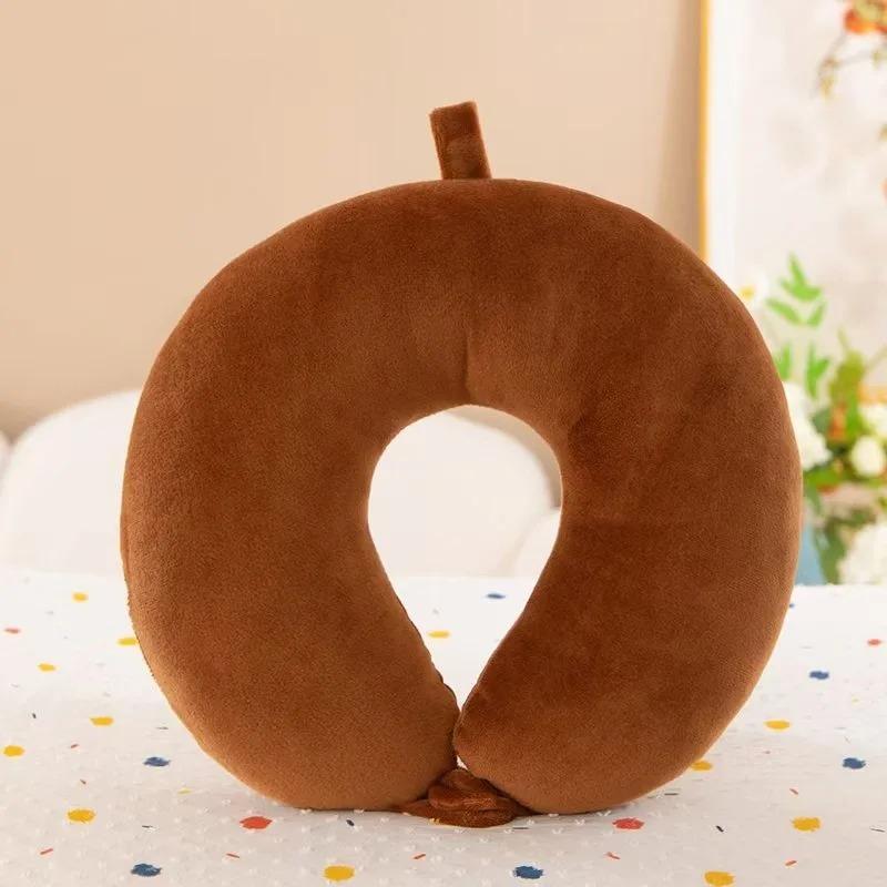 New in Minimalist Plush U-shaped Pillow Neck Airplane Pillow Traveling Car Home Office Neck Flight Pillow Snap Strap Soft Cover