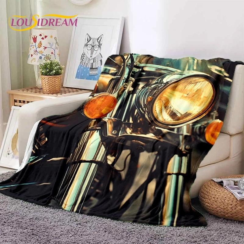 Motocross Modern Retro Motorcycle Soft Flannel Blanket for Bed Bedroom Sofa Picnic,Throw Blanket for Cover Outdoors Leisure Gift