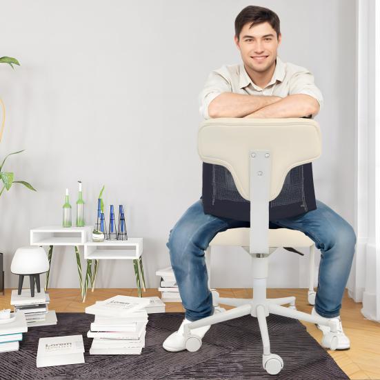 Sedia da Ufficio a Gambe Incrociate, Sedia da Scrivania ADHD, per Adulti, con Ruote, Supporto Lombare Criss e Altezza Regolabile