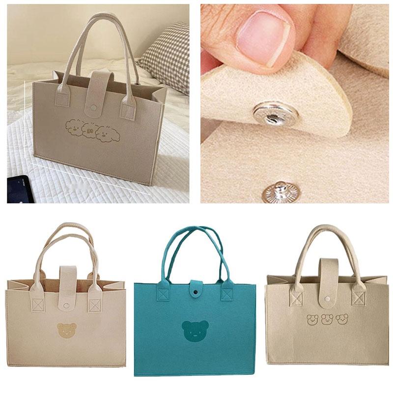 New Trendy Felt Bear Tote Bag Large Capacity And Minimalistic Design