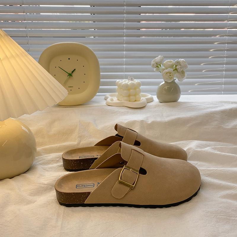 

Туфли женские новогодние весенние и летние универсальные на платформе Boken Baotou полутапочки Wear One Pedal Lazy Shoes 40 песочный