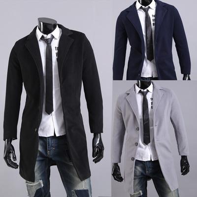 Koreanische Version Herrenjacke Slim-fit Lässig Mittel und Lang Einreihig Revers Herren Trenchcoat