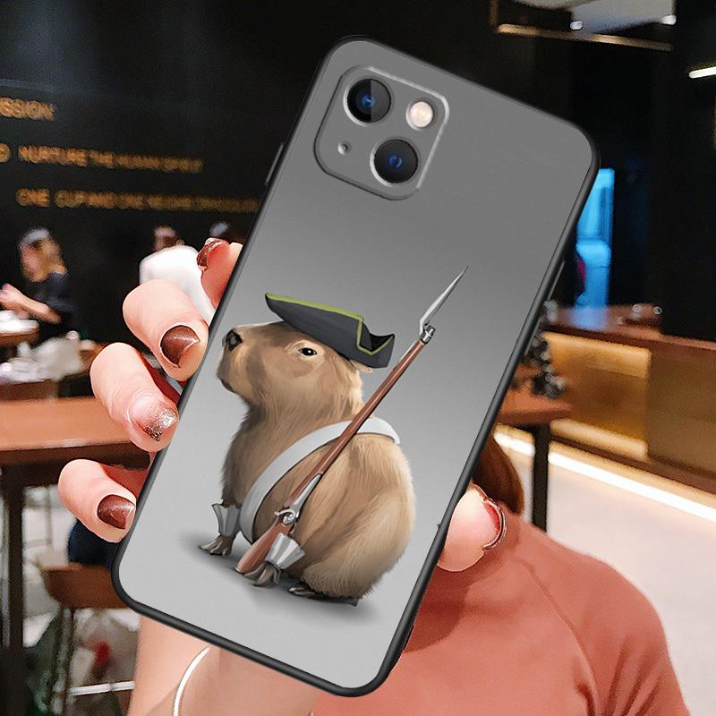 Cute Cartoon Capybara Phone Case For iPhone 16 Pro Max 14 13 12 11 15 Pro Max Plus 12 13 Mini XR 16e Funda Cover