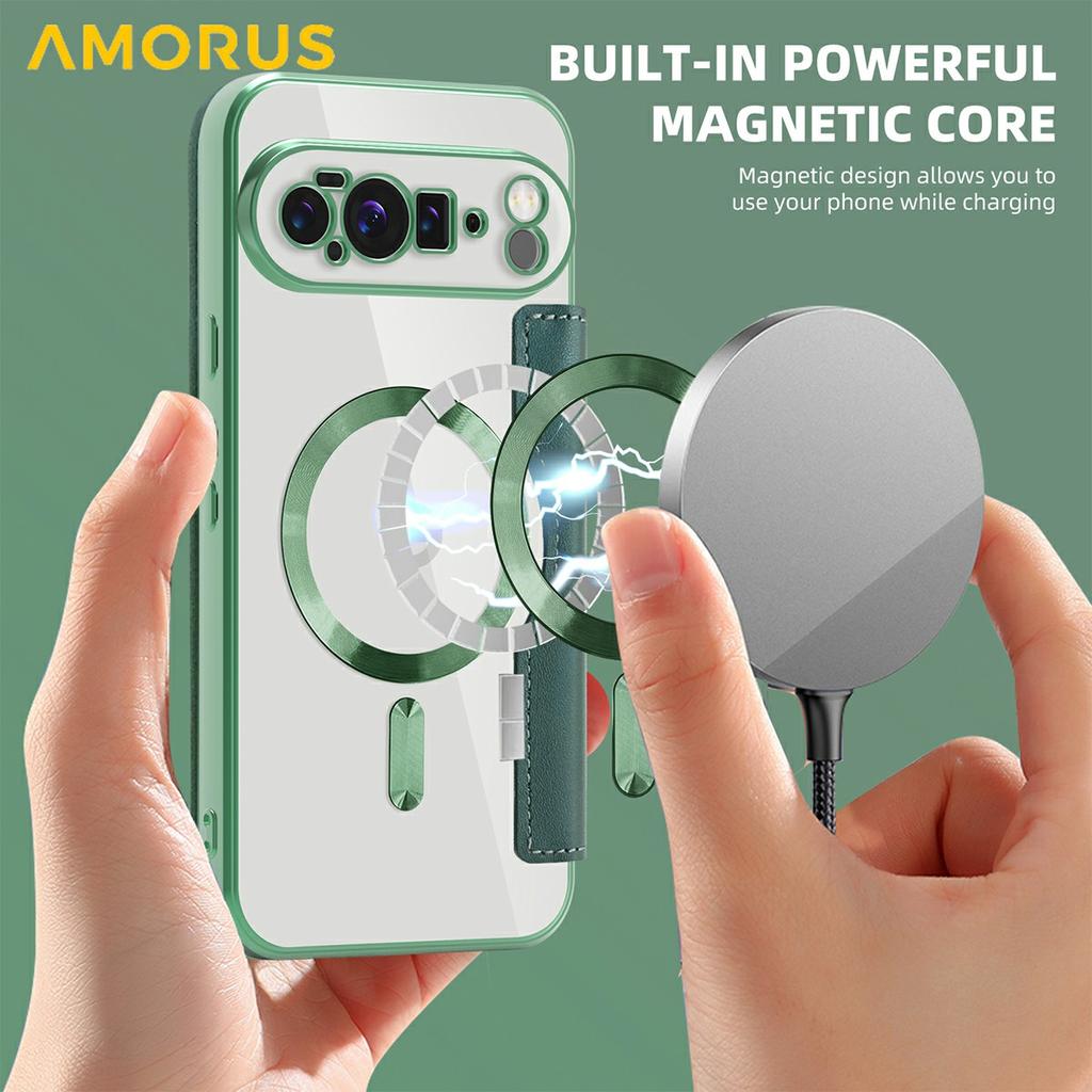 For Google Pixel 10 Pro XL Case Compatible with MagSafe RFID Blocking Card Holder Leather Phone Cover