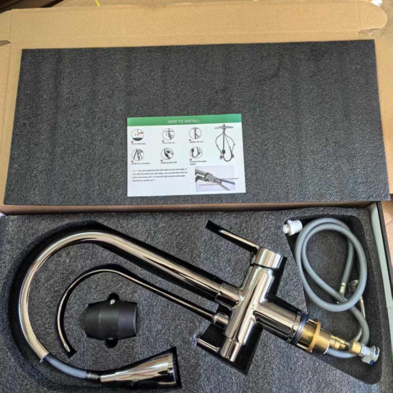 All-Copper 3-in-1 Pull-Out Kitchen Faucet with Hot, Cold, and Pure Water Options