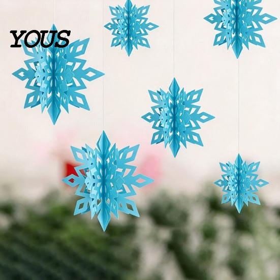 Reusable Paper Snowflakes for Ceilings 6Pcs Christmas Snowflake Hanging Decorations, 3D Iridescent Ornaments, Decorative Winter