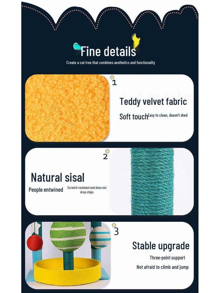 Starry Sky Cat Climbing Frame with Sisal Scratching Post and Space Capsule Bed.