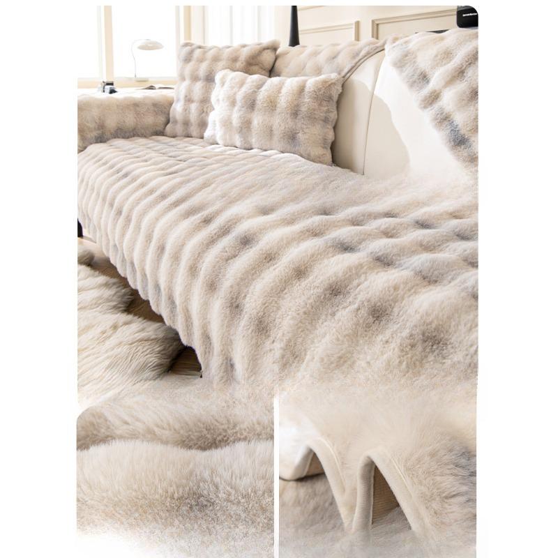 Plush Sofa Cushion Winter Thickened Cushion Non-Slip Leather Sofa Special Cover Cover Cloth