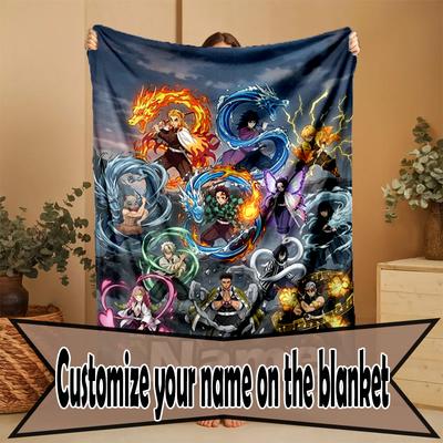 Individuelle Personalisierte Demon Slayer Druckdecke, Heimdekoration, Schlafzimmer, Sofa, Camping, Couch, Geschenke für Geburtstag Weihnachten