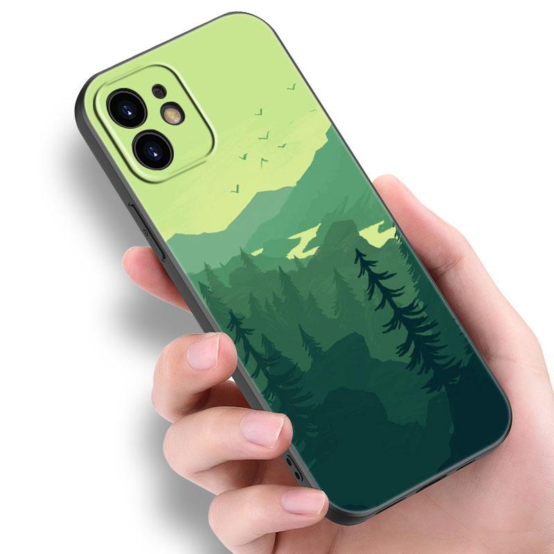 Deep Forest Firewatch Phone Case For Apple iPhone 14 13 12 Mini 11 Pro Max 7 8 XR X XS 7 8 Plus SE 2020 2022 Black Cover