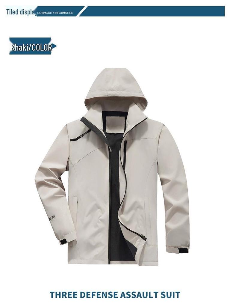 Men's Waterproof Windbreaker Jacket - Spring/Autumn, Breathable, Plus Size, Hooded, for Casual Camping and Mountaineering