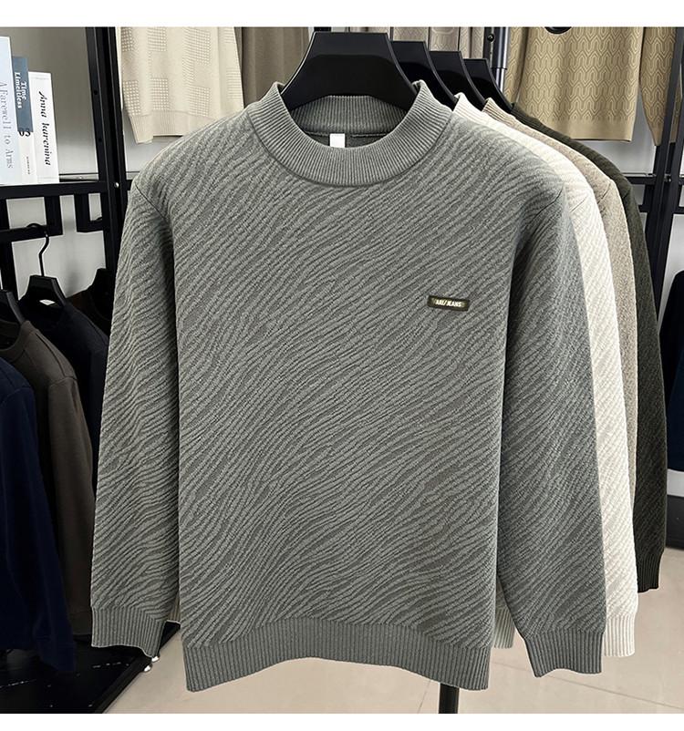 Herren Herbst/Winter Jacquard Strickpullover - Dick mit halbohem Kragen für lässige Wärme