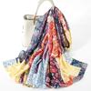 Floral Printed Silk Satin Scarf Elegent Shawl Fallow Travel Head Wrap Women Outdoor Windproof Shawls 180*90cm