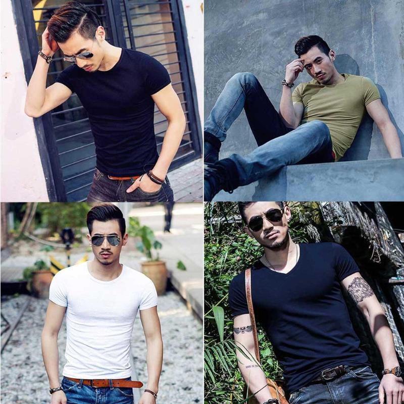 Men's Summer Casual Fashion Solid Color O-neck T-shirt With Short Sleeves