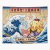 Sanrio Cinnamoroll Kuromi My Melody Pompompurin Ukiyoe Great Wave Tapestry Kawaii Aesthetic Wall Hanging Bedroom Decor