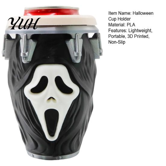 Multipurpose Halloween Decor 3D Printed Scream Can Cup Holder, Ghost Face Drink Creative Gift Holder Figurine, Spooky Desktop Ornament for Holiday