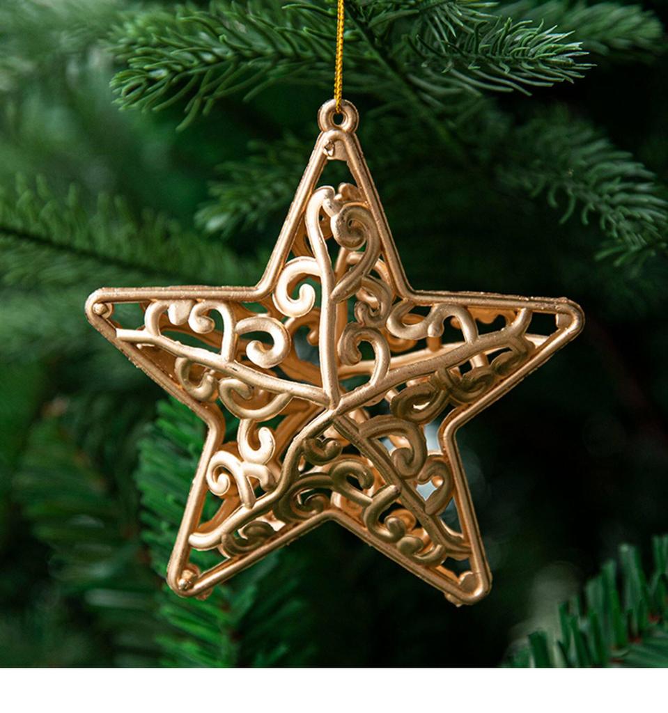 Gangheng Gold Star Pendant and Irregular-Shaped Christmas Tree Ornaments Set